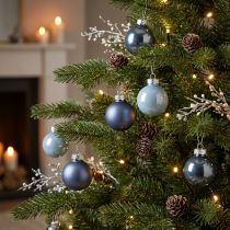 Artikel Mini Weihnachtskugeln Glas Blau matt Metallic Ø4cm 24 St