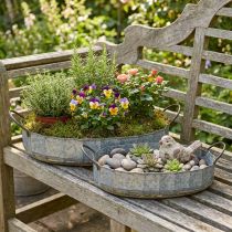 Artikel Blumenschale Metall Zinktablett Antik 2er-Set L45cm/59cm