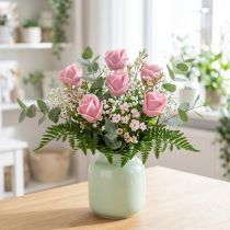 Artikel Kunstrosen Rosa Wachsrosen Deko Rosen Wachs Ø6cm 18 St