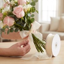 Artikel Chiffonband Organzaband Dekoband Organza Creme 15mm 20m
