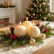 Artikel Kugelkerzen Creme 100mm 6St - Weihnachtskerzen Tischdeko Lange Brenndauer Wiedemann RAL-Gütesiegel