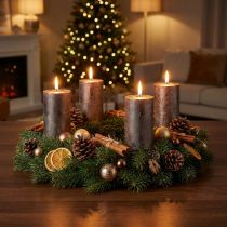 Artikel Durchgefärbte Stumpenkerzen Kupfer Metallic 60x100mm 4er-Set - Adventskranz Weihnachtsdeko