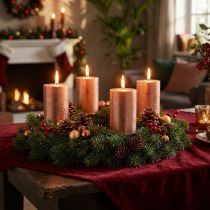 Artikel Durchgefärbte Stumpenkerzen Kupfer Metallic 60×80mm Set 4 Stück Adventsdeko