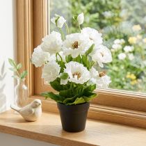 Artikel Mohn im Topf Weiß Seidenblumen Blumendeko