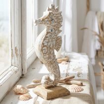Artikel Seepferdchen Deko Weiß Holz Maritime Dekoration Dekofigur H38cm