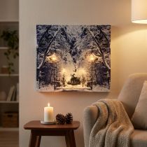 Artikel LED Bild Winterlandschaft Park mit Laternen LED Wandbild 58x38cm