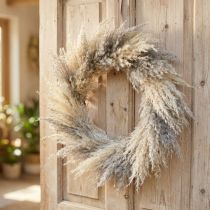 Artikel Pampasgras Kranz getrocknet, Boho Türkranz Deko, Natürlich Trockenblumen Ø31cm, Wandkranz