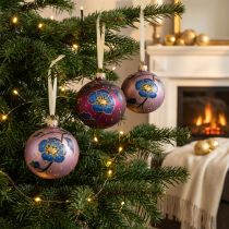Artikel Weihnachtskugeln Glas Lila Christbaumkugeln Blume Ø8cm 6St