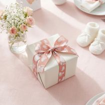 Artikel Geschenkband Baby Füße Deko Taufe Band Rosa 25mm 16m