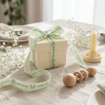 Artikel Geschenkband Hello Baby Dekoband Taufe Grün 25mm 16m