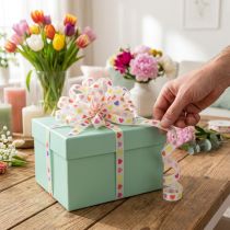 Artikel Kräuselband Geschenkband mit Herzen Bunt 10mm 250m