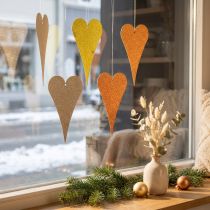 Artikel Hängedeko Fenster Metallherzen, Deko Herzen zum Aufhängen Beige/Gelb/Orange H10cm 6St