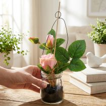 Artikel Rose im Glas Rosa H23cm