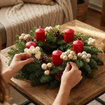 Artikel Mini Weihnachtskugel Creme, Beige Spiegelbeeren Ø20mm 140 St
