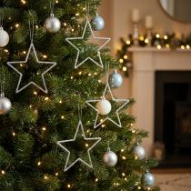 Artikel Weihnachtsdeko Stern Anhänger Silbern Glitter 17,5cm 9 St