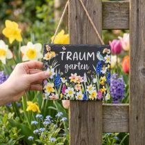 Artikel Gartenschild Traumgarten mit Blumenmotiv Dekoratives Hängeschild 15cm