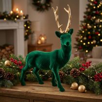 Artikel Deko Hirsch stehend Grün Gold Dekofigur Weihnachten 40cm