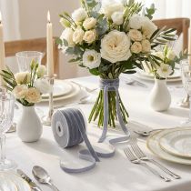 Artikel Dekoband Samtband Geschenkband Velvet Grau 10mm 20m