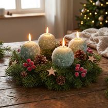 Artikel Set 4 Gr&uuml;ne Kugelkerzen 8cm Glitter Schneeball Weihnachtsdeko Advent Kerzen