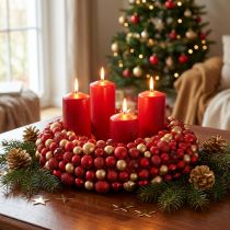 Artikel Adventskranz Rot Gold Kugelkranz Weihnachten Ø33cm