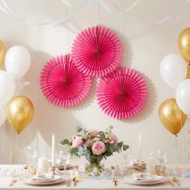Artikel Party-Deko Wabenpapier Blume Pink Ø40cm 4St