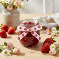 Artikel Dekoband Erdbeeren Stoffband Frühling Band 15mm 20m