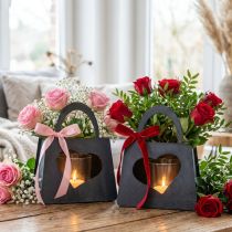 Artikel Windlicht Metall Deko Tasche mit Herz Anthrazit H18cm 2St