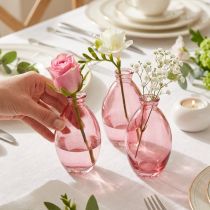 Artikel Vase Bauchig Minivasen Glas getönt Rosa Ø7cm H12cm 6 St
