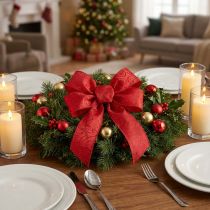 Artikel Weihnachtsband mit floralen Ornamenten Rot 60mm 15m