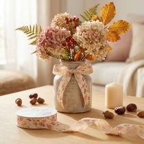 Artikel Dekoband Herbst Deko Stoffband Beige Altrosa 25mm 20m