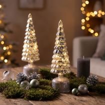 Artikel LED Weihnachtsbaum drehend Grün Silber H34cm 2 St