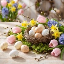 Artikel Dekorative Ostereier mit gesprenkelter Oberfläche für frühlingshafte Arrangements 3cm 24St
