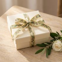 Artikel Geschenkband Olivenzweig mit eleganten Zweigen und Oliven 1,5cm 15m