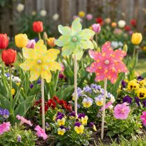 Artikel Garten Windrad Dekoration zum Aufstellen im Blumenbeet 47cm 3St