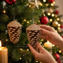Artikel Tannenzapfen Gold, Glitter 13cm 4 St Christbaumschmuck