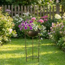 Artikel Deko Vogelbad Blumenschale mit Rankhilfe Nostalgie Look Stilvoller Gartenakzent 75cm