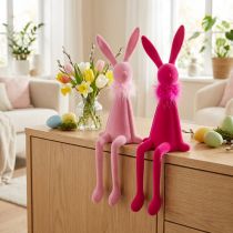 Artikel Osterhase Dekoration Kantenhocker mit Federboa für Sideboard oder Regal 36cm 2St