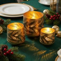 Artikel Teelichthalter Weihnachten Metall Bronze, Gold Ø13,5/11/8,5cm 3er-Set