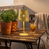 Artikel Solar Tischlampe mit filigranem Blütenmuster für den Balkon oder die Terrasse 28cm