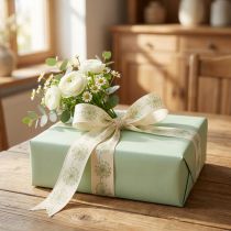 Artikel Dekoband Geschenkband Pusteblume Creme 40mm 15m