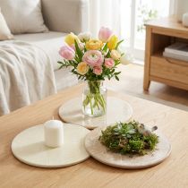 Artikel Untersetzer Tisch Deko Blumen Beige Braun Ø20cm 3 St