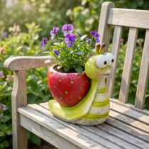 Artikel Deko Schnecke Blumentopf Erdbeer Keramik Grün Rot 15,5cm