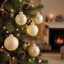 Artikel Christbaumkugeln Glas Weihnachtskugeln Creme Mix Ø6cm 24 St