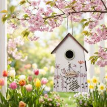 Artikel Hängedeko Frühling Deko Vogelhaus Deko Nistkasten Grün Weiß 19cm