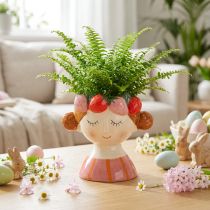 Artikel Gesicht Blumentopf Mädchen mit Erdbeeren schlafend Dekoration Wohnzimmer Frühling 13cm