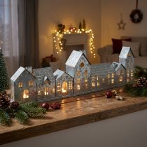 Artikel Deko Häuserreihe mit Teelichthaltern Adventsdeko 68cm