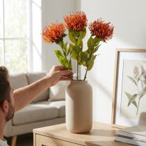 Artikel Nadelkissen Exotische Kunstblume Orange Leucospermum Protea 73cm 3St