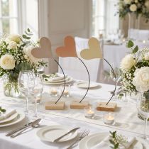 Artikel Tischdeko Herzen Hochzeit, Herz Deko Metall Beige/Orange/Gelb H40cm 3St