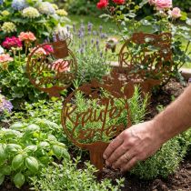 Artikel Gartendeko Rost, Schriftzug, Kräuter Blumen Rosen 29,5cm 3 St