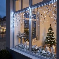 Artikel Lichtkaskade mit Schnee-Effekt, Winterdeko Advent, LED-Lichter 6 Stränge Kaltweiß 480er L60/80/100cm